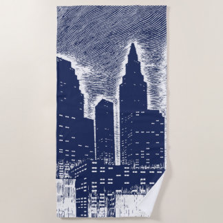 City Night Lights City Skyline Strandtuch
