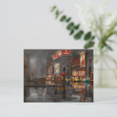 City - NY - Rainy Day in New York City 1943 Postkarte (Stehend Vorderseite)