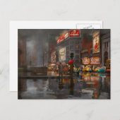 City - NY - Rainy Day in New York City 1943 Postkarte (Vorne/Hinten)