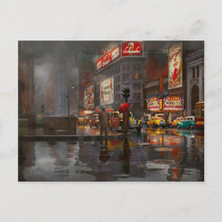 City - NY - Rainy Day in New York City 1943 Postkarte