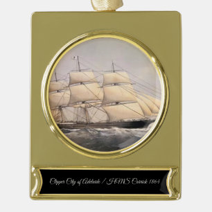 City of Adelaide Klipper-Schiff 1800s Banner-Ornament Gold