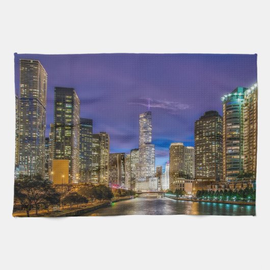 city of chicago with the magnificent river geschirrtuch (Horizontal)
