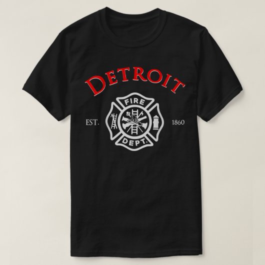 City of Detroit Fire Rescue Michigan Feuerwehrmann T-Shirt (Design vorne)
