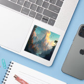 City Of Echoes - Square Vinyl Sticker (Laptop mit iPhone)