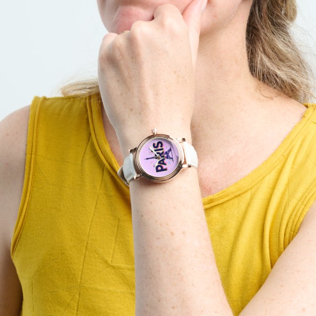 City of Lights: Bold Paris Typography Art Armbanduhr (Handgelenk)