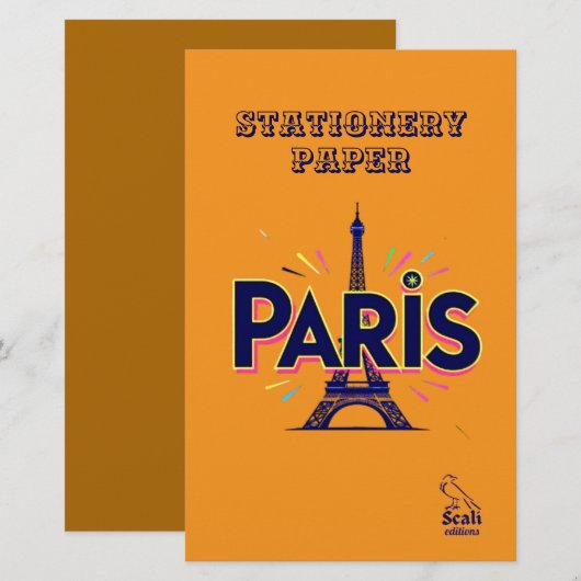 City of Lights: Bold Paris Typography Art Briefpapier (Vorne/Hinten)