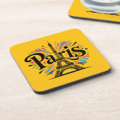 City of Lights: Bold Paris Typography Art Getränkeuntersetzer (Linke Seite)