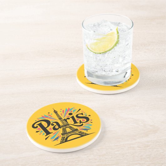 City of Lights: Bold Paris Typography Art Getränkeuntersetzer (Seite)