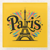 City of Lights: Bold Paris Typography Art Glasuntersetzer (Vorderseite)