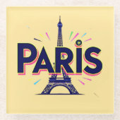 City of Lights: Bold Paris Typography Art Glasuntersetzer (Vorderseite)