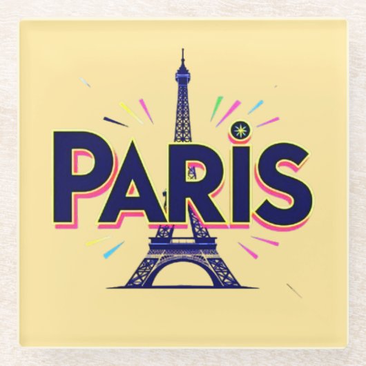 City of Lights: Bold Paris Typography Art Glasuntersetzer (Vorderseite)