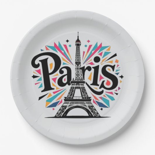 City of Lights: Bold Paris Typography Art Pappteller (Vorderseite)
