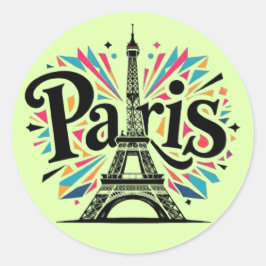 City of Lights: Bold Paris Typography Art Runder Aufkleber