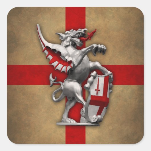 City of London Dragon Square Sticker (Vorderseite)