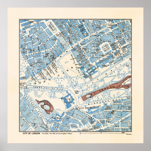 City of London Map - Piccadilly, Buckingham Palace Poster (Vorne)