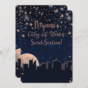 City of Stars Rose Gold Stars Blue Celestial Sky Einladung