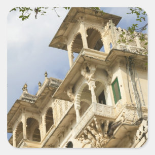 City Palace, Udaipur, Rajasthan, Indien Quadratischer Aufkleber