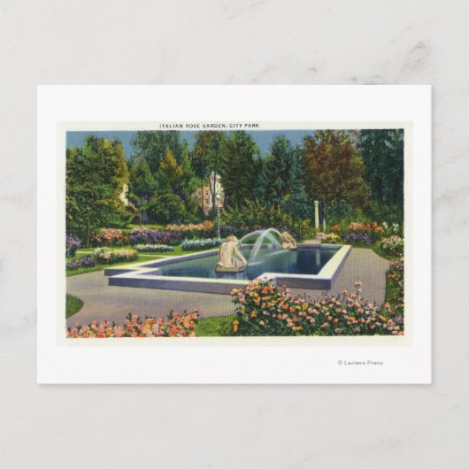 City Park Italienisch Rose Gartenblick Postkarte (Vorderseite)