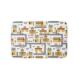 City Road Map Muster für Kinder Gelb und Grau Badematte