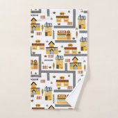 City Road Map Muster für Kinder Gelb und Grau Badhandtuch Set (Handtuch)