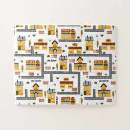 City Road Map Muster für Kinder Gelb und Grau Puzzle