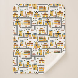 City Road Map Muster für Kinder Gelb und Grau Sherpadecke