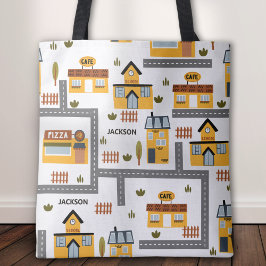 City Road Map Muster Gelb und Grau Kinder Schule Tasche