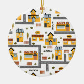 City Road Map Pattern for Kids Christmas Keramik Ornament (Vorne)