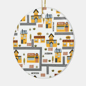City Road Map Pattern for Kids Christmas Keramik Ornament (Links)