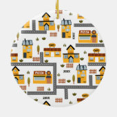 City Road Map Pattern for Kids Christmas Keramik Ornament (Hinten)