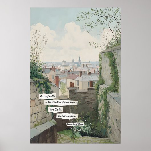 City Rooftop View Poster Stone Walls, Literary (Vorne)