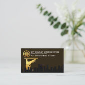 City Silhouette Gold Waiter Hand Visitenkarte (Stehend Vorderseite)
