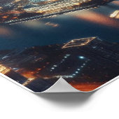 City-Skyline auf Nachtwandplakat Poster (Ecke)