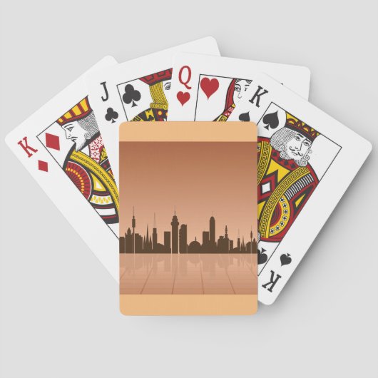 City Skyline bei Morgendämmerung Spielkarten (Rückseite)