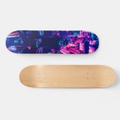 City skyline Cyberpunk tone Skateboard (Horizontal)