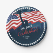 City Skyline Independence Day Celebration ID658 Pappteller (Vorderseite)
