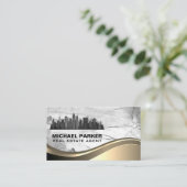City Skyline | Marble Metallic Visitenkarte (Stehend Vorderseite)