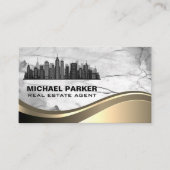 City Skyline | Marble Metallic Visitenkarte (Vorderseite)