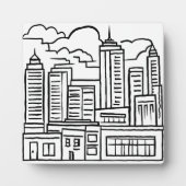 City Skyline Modern Art Sketch Zeichnend Fotoplatte (Vorderseite)