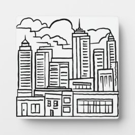 City Skyline Modern Art Sketch Zeichnend Fotoplatte