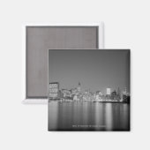 City Skyline nachts Magnet (Vorderseite/Rückseite)