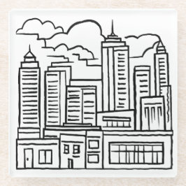 City Skyline Pen Zeichnend Glasuntersetzer