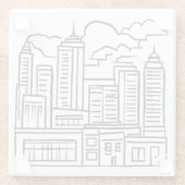 City Skyline Pen Zeichnend Glasuntersetzer (Rückseite)