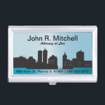 City Skyline Personalize Card Holder Visitenkarten Dose<br><div class="desc">Inhaber von Visitenkarten. ✔ Hinweis: Nicht alle Vorlagenbereiche müssen geändert werden. 📌 Wenn Sie weitere Anpassungen benötigen, klicken Sie bitte auf den Button "Weitere Anpassungen vornehmen" oder "Design anpassen oder bearbeiten" und verwenden Sie unser Designwerkzeug, um die Größe, den Rotation, die Textfarbe, den Text und so weiter zu verändern. ⭐...</div>