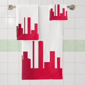 City Skyline Red & White Badhandtuch Set