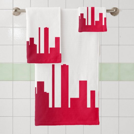 City Skyline Red & White Badhandtuch Set