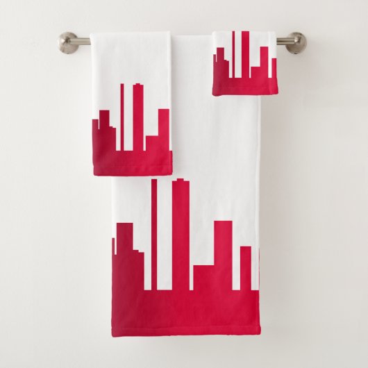 City Skyline Red & White Badhandtuch Set (Insitu)
