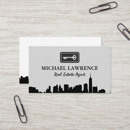 City Skyline | Schlüssel Visitenkarte (Vorderseite/Rückseite Beispiel)