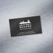 City Skyline | Schwarze Textur Magnetische Visitenkarte (Beispiel)