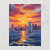 City Skyline Sunset Watercolor Postkarte (Vorderseite)